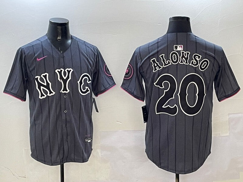 New York Mets #20 Pete Alonso Mets City Adult Baseball Jersey baseball jersey product view 1