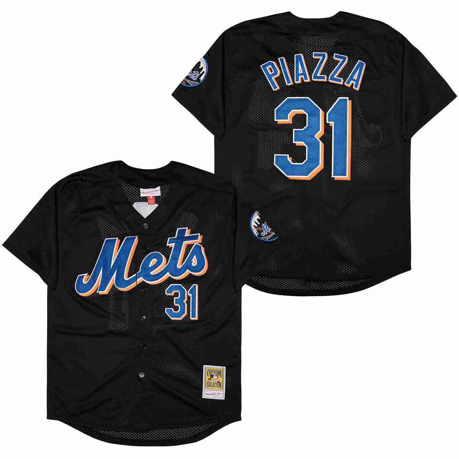 New York Mets #31 Mike Piazza Mets 31 Black BP Edition Retro Baseball Jersey baseball jersey product view 1