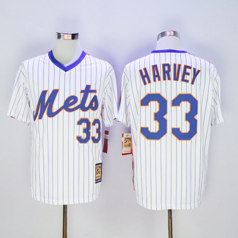 New York Mets #33 Mets 33 White Pullover Retro New Fabric Fan Edition Baseball Jersey baseball jersey product view 1