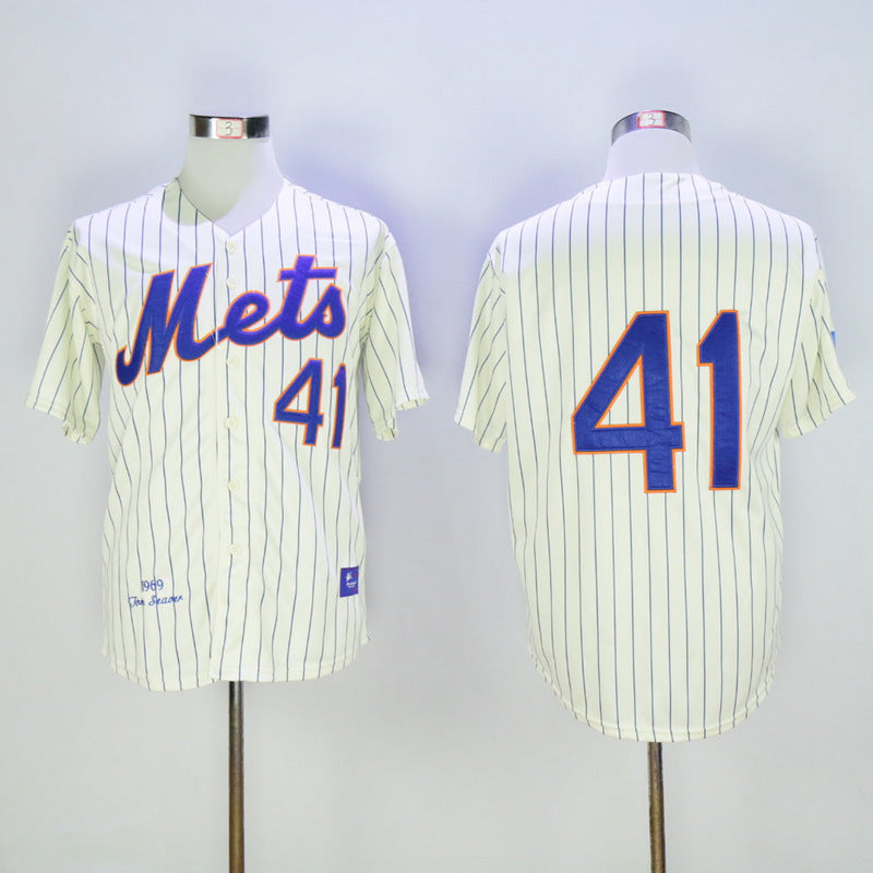 New York Mets #41 Mets 41 Off-White 1969 Retro Baseball Jersey baseball jersey product view 1