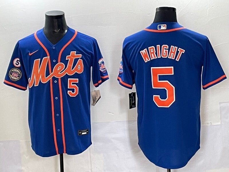 New York Mets #5 David Wright Mets Adult Style 1 Baseball Jersey baseball jersey product view 1
