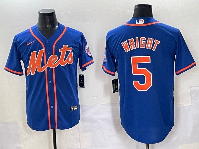 New York Mets #5 David Wright Mets Adult Style 2 Baseball Jersey baseball jersey product view 1