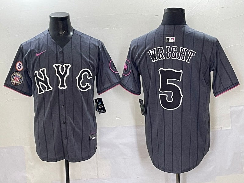 New York Mets #5 David Wright Mets Adult Style 3 Baseball Jersey baseball jersey product view 1