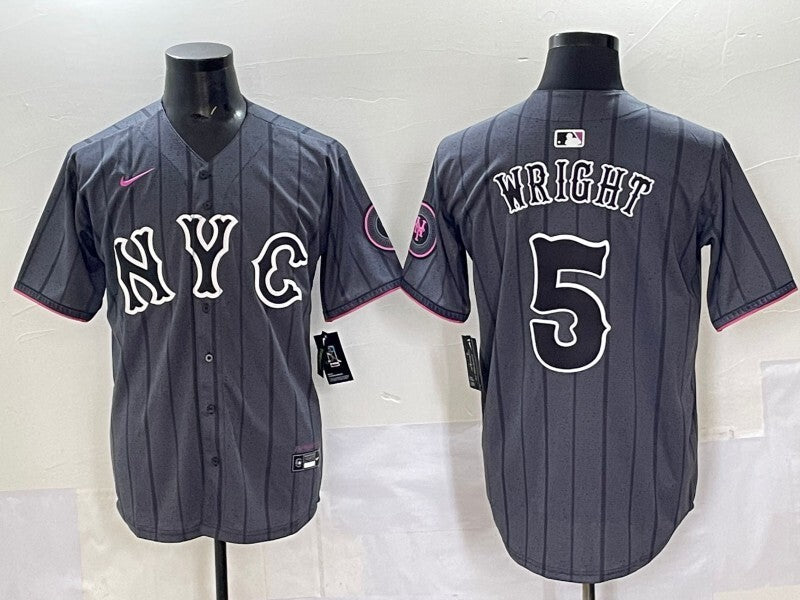 New York Mets #5 David Wright Mets Adult Style 4 Baseball Jersey baseball jersey product view 1