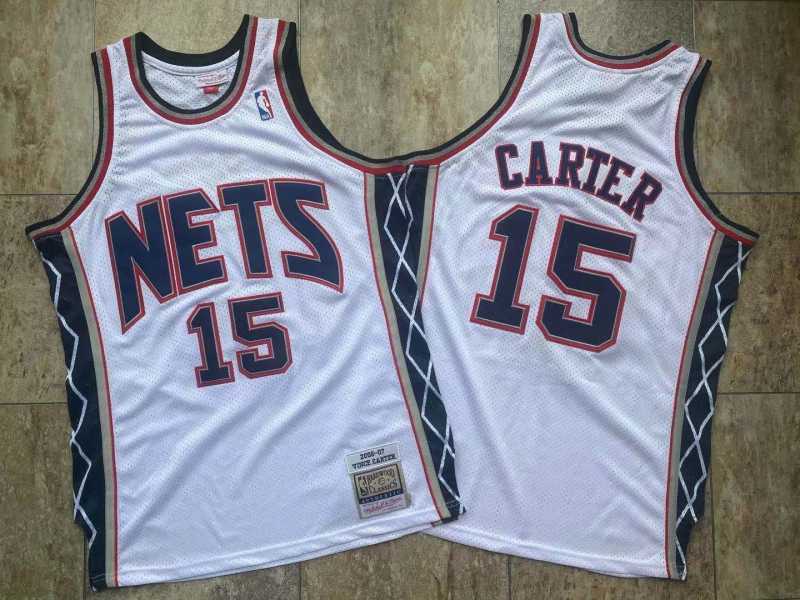 New York Nets #15 Vince Cater mitchell&ness Nets 15#“ Flyers ” Carter White Embroidered Style 3 basketball jersey product view 1