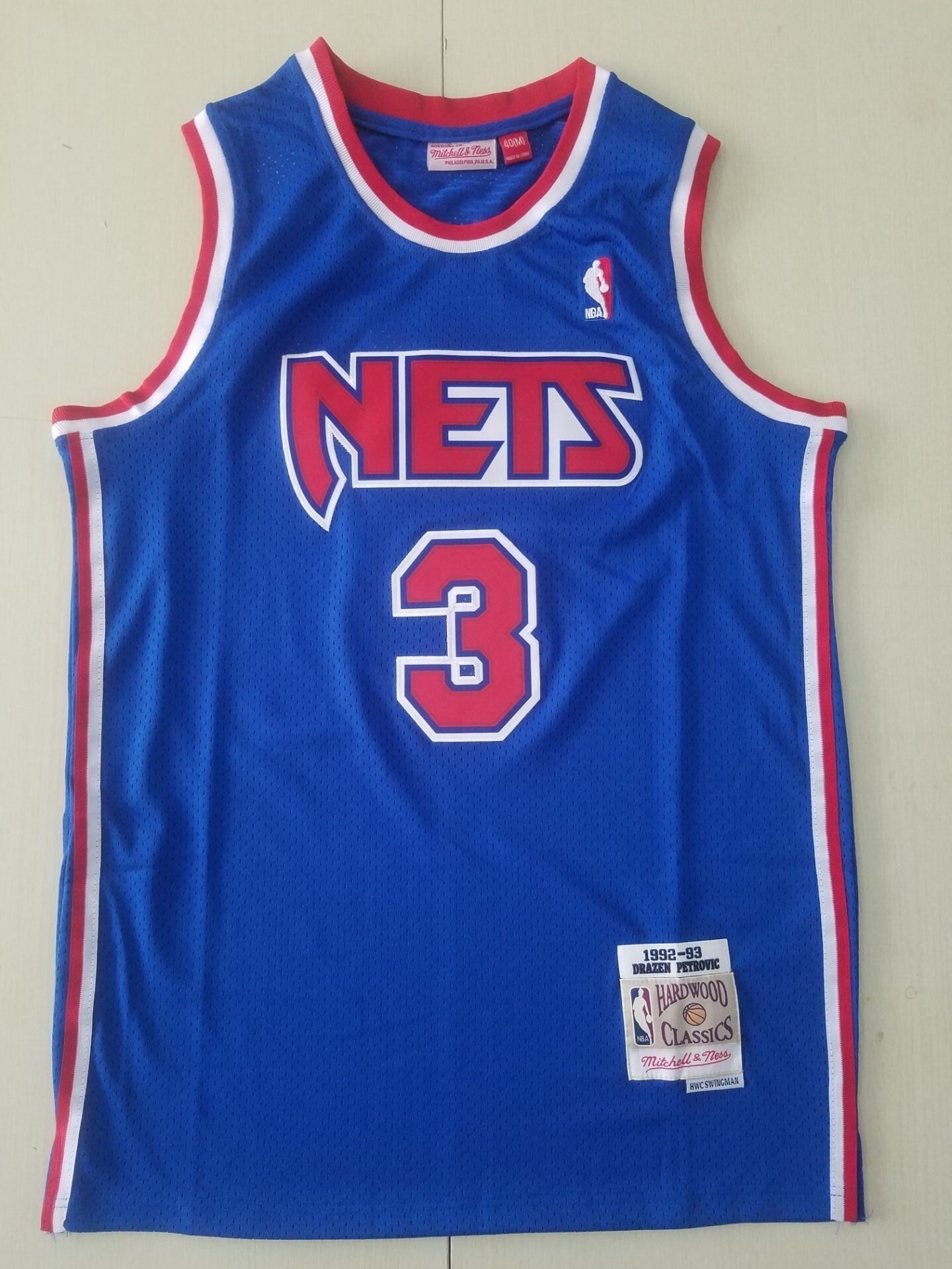 New York Nets #3 Drazen Petrovic Nets 3 Retro Blue S-XXL Style 2 Basketball Jersey basketball jersey product view 1