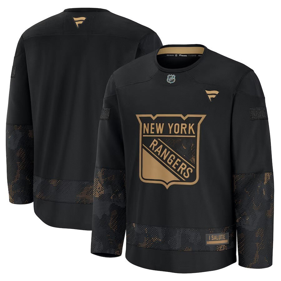 New York Rangers 2024 Military Appreciation Practice Jersey - Black Hockey Jersey hockey jersey product view 1