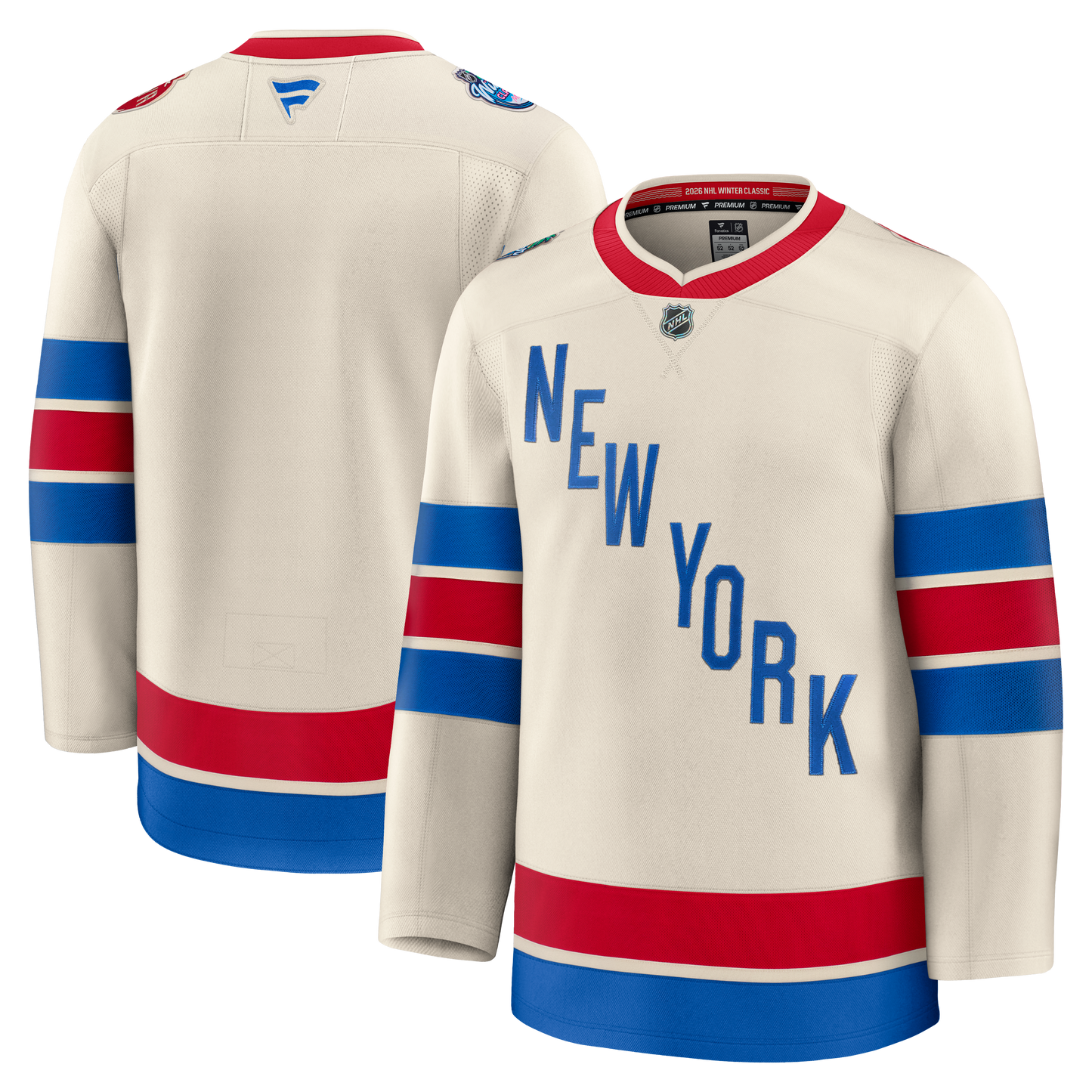 New York Rangers Fanatics 2026 NHL Winter Classic Premium Jersey - Beige Hockey Jersey hockey jersey product view 1