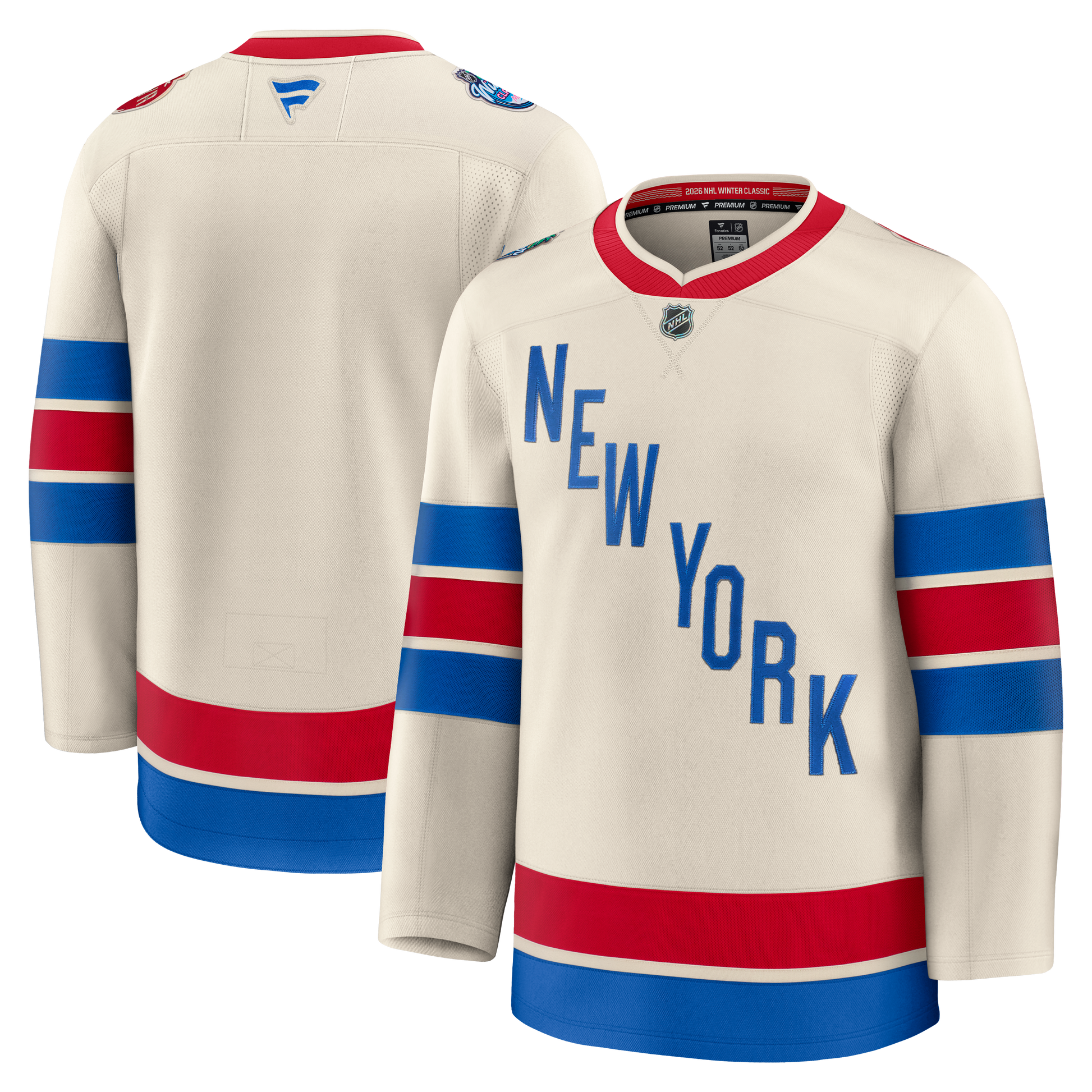 New York Rangers Fanatics 2026 NHL Winter Classic Premium Jersey - Beige Hockey Jersey hockey jersey product view 1