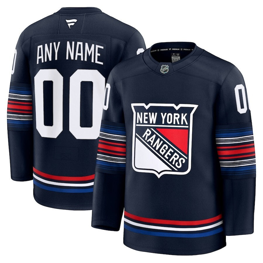 New York Rangers Fanatics Alternate Premium Custom Jersey - Navy Hockey Jersey hockey jersey product view 1