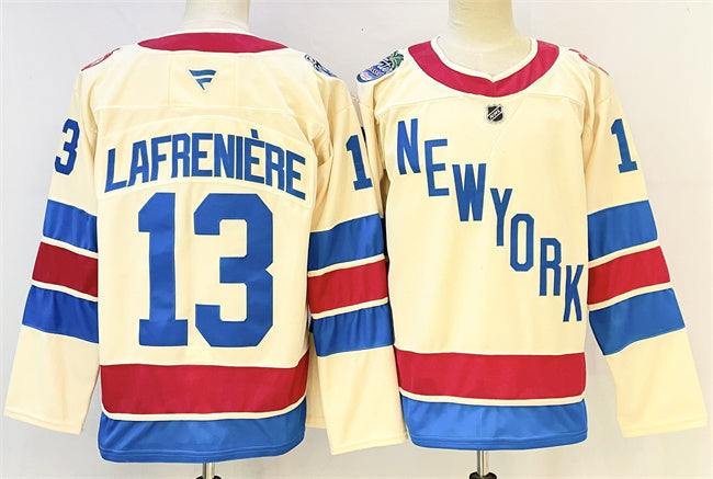 New York Rangers #13 Alexis Lafreniere Beige 2025-26 Winter Classic With A Patch Hockey Jersey hockey jersey product view 1