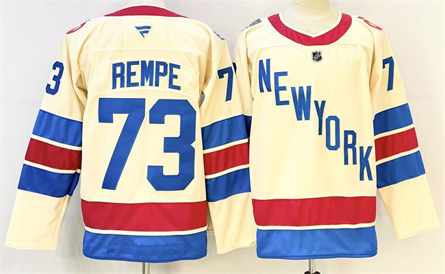 New York Rangers #73 Matt Rempe Beige 2025-26 Winter Classic With A Patch Hockey Jersey hockey jersey product view 1