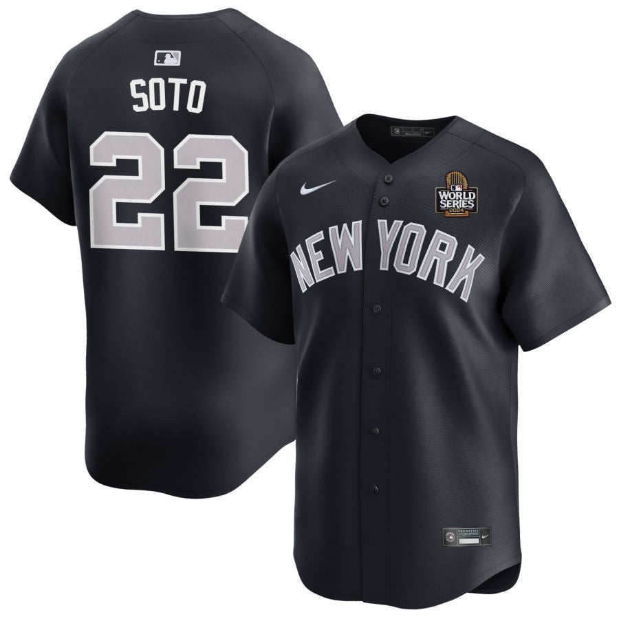 New York Yankees #22 Juan Soto 2024 World Series Alternate – Navy Baseball Jersey baseball jersey product view 1
