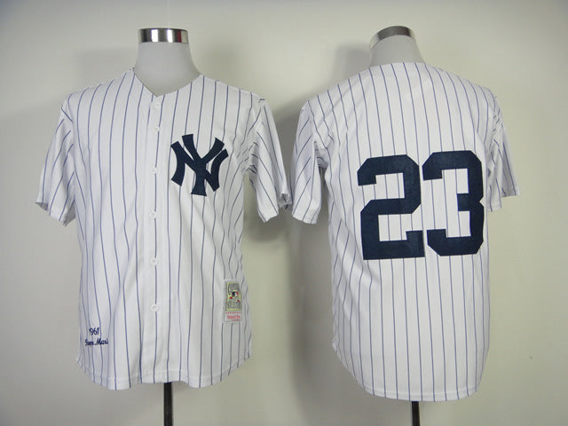 New York Yankees #23 Don Mattingly Yankees 23 White 1961 Retro Baseball Jersey baseball jersey product view 1