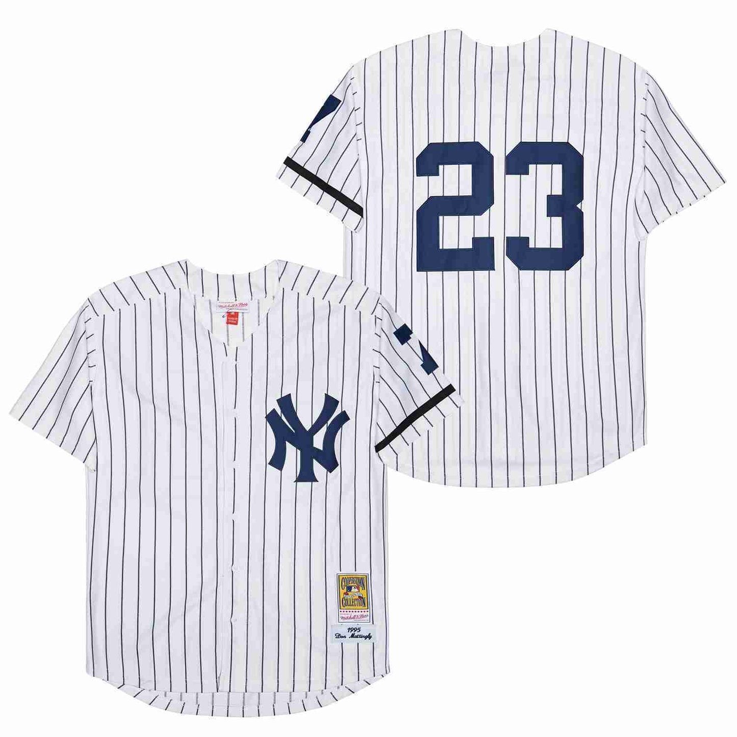 New York Yankees #23 Don Mattingly Yankees 23 White 1995 Retro Baseball Jersey baseball jersey product view 1