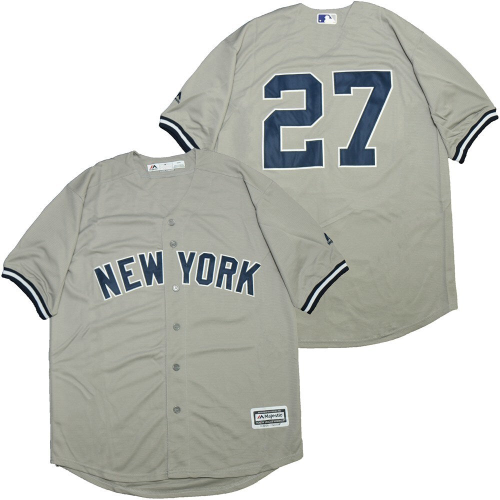 New York Yankees #27 Giancarlo Stanton Yankees 27 Gray Fan Baseball Jersey baseball jersey product view 1