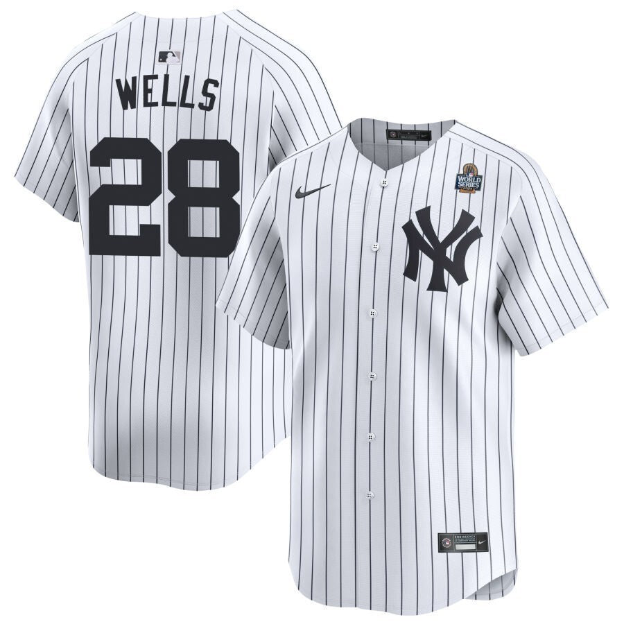New York Yankees #28 Austin Wells 2024 World Series Home Baseball Jersey baseball jersey product view 1