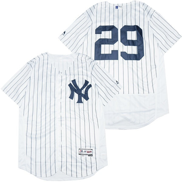New York Yankees #29 Todd Frazier Yankees 29 White Navy Stripe Elite Baseball Jersey baseball jersey product view 1