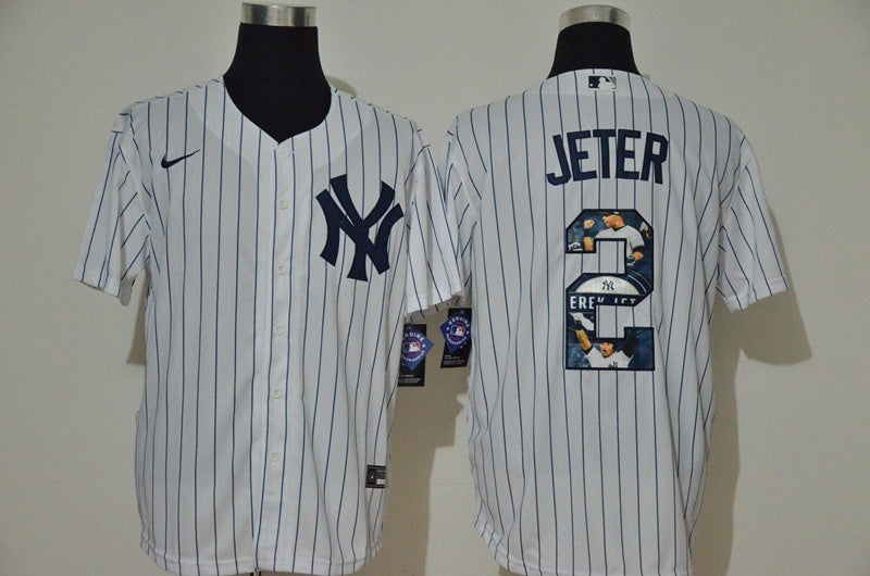 New York Yankees #2 Derek Jeter Baseball Jersey baseball jersey product view 1