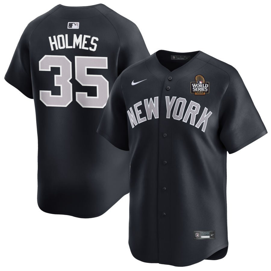 New York Yankees #35 Clay Holmes 2024 World Series Alternate – Navy Baseball Jersey baseball jersey product view 1