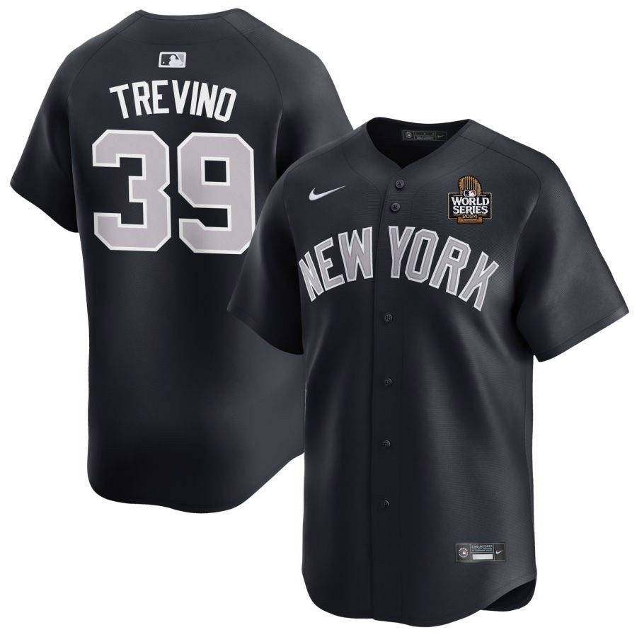 New York Yankees #39 Jose Trevino 2024 World Series Alternate – Navy Baseball Jersey baseball jersey product view 1