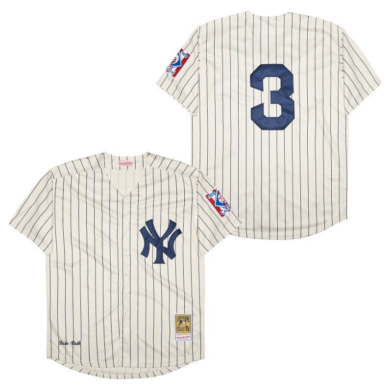 New York Yankees #3 Babe Ruth Style 3 Baseball Jersey baseball jersey product view 1