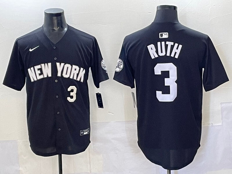 New York Yankees #3 Babe Ruth Yankees Special Edition Inverted Adult Style 1 Baseball Jersey baseball jersey product view 1