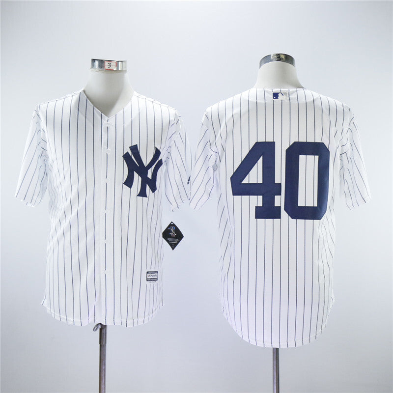 New York Yankees #40 Luis Severino Yankees 40 White Navy Fan Baseball Jersey baseball jersey product view 1