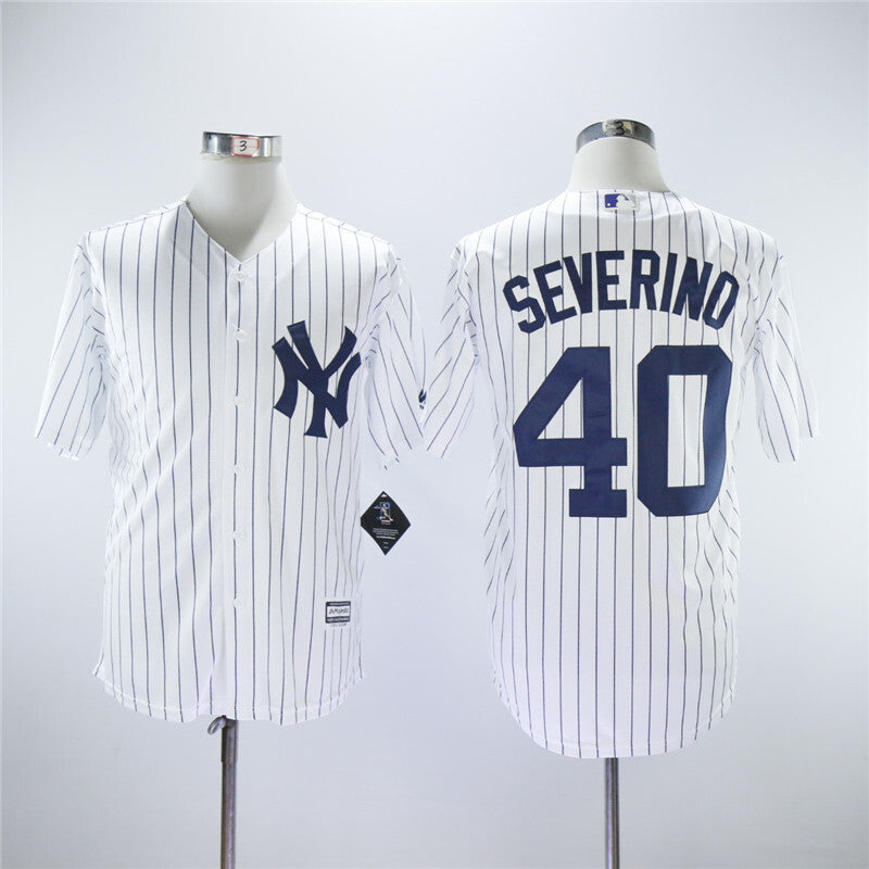 New York Yankees #40 Luis Severino Yankees 40 White Navy Fan With Name Baseball Jersey baseball jersey product view 1