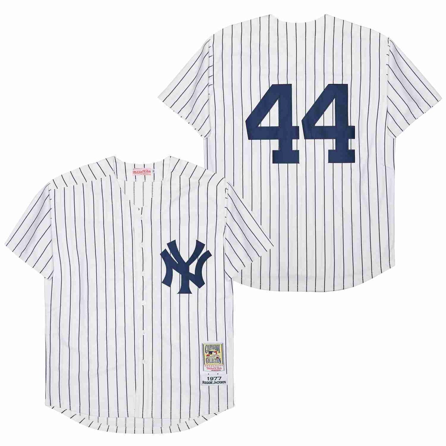New York Yankees #44 Anthony Rizzo Yankees 44 White Navy Stripe 1977 Retro Baseball Jersey baseball jersey product view 1