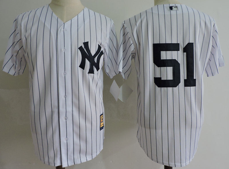 New York Yankees #51 Bernie Williams Style 1 Baseball Jersey baseball jersey product view 1