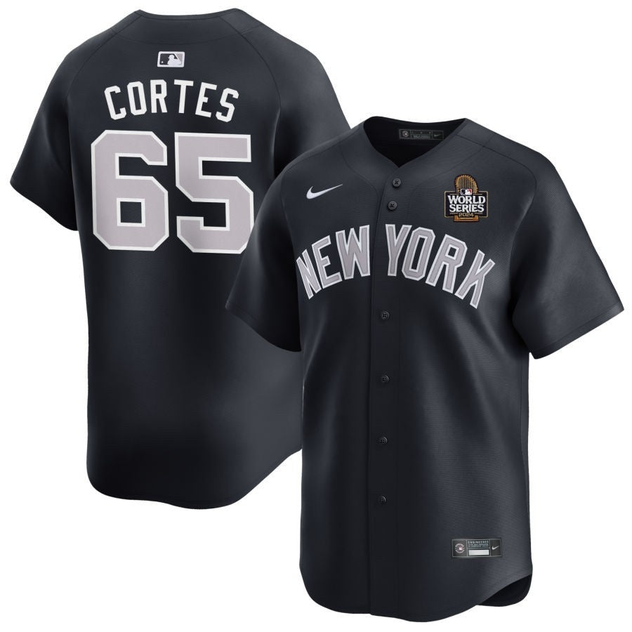 New York Yankees #65 Nestor Cortes 2024 World Series Alternate – Navy Baseball Jersey baseball jersey product view 1