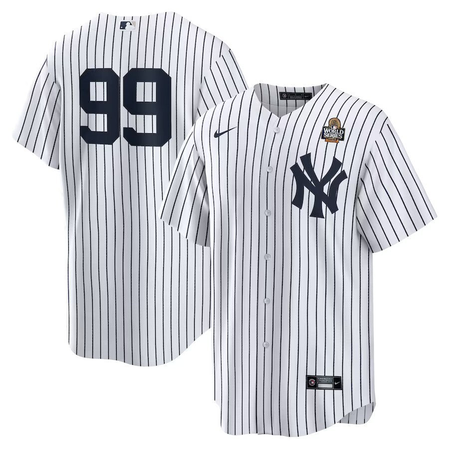 New York Yankees #99 Aaron Judge 2024 World Series Home Replica Player Jersey - White Baseball Jersey baseball jersey product view 1