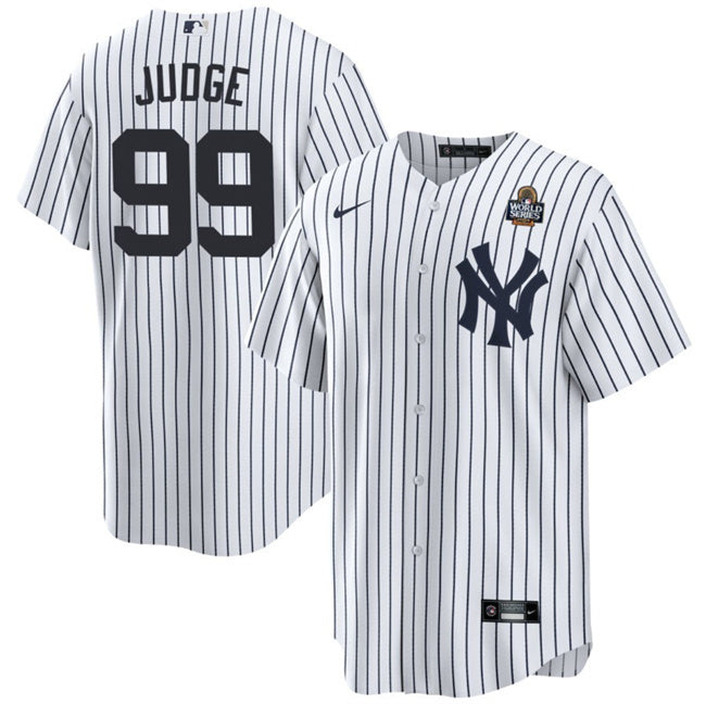 New York Yankees #99 Aaron Judge White 2024 World Series With Name Cool Base Baseball Jersey baseball jersey product view 1