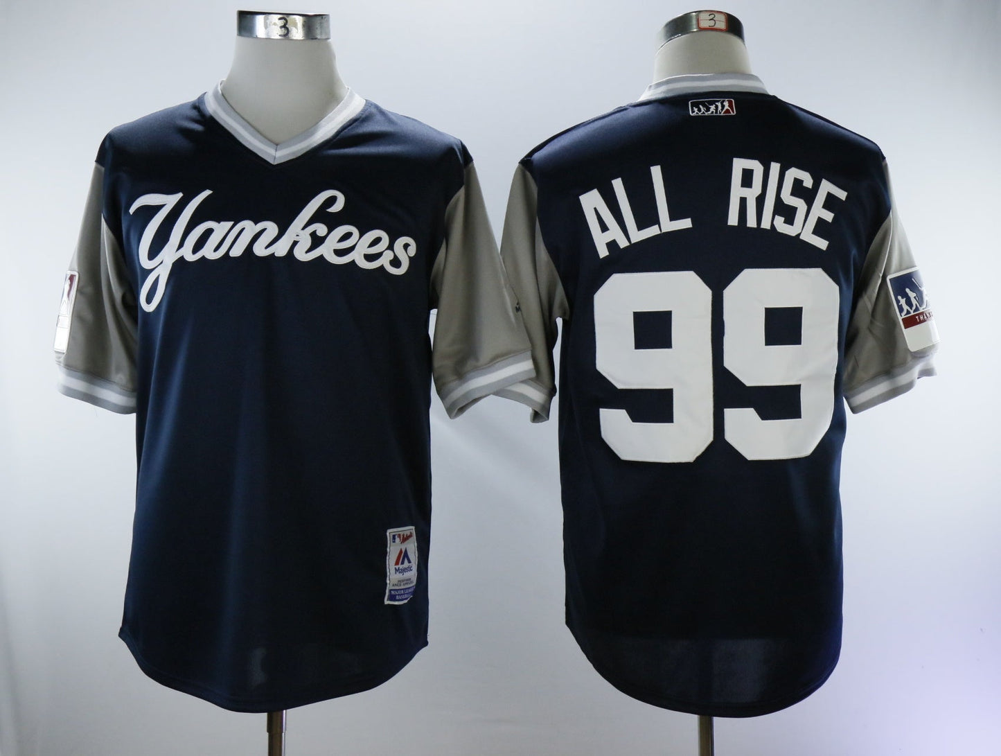 New York Yankees #99 Aaron Judge Yankees 99 Blue # Edition Baseball Jersey baseball jersey product view 1