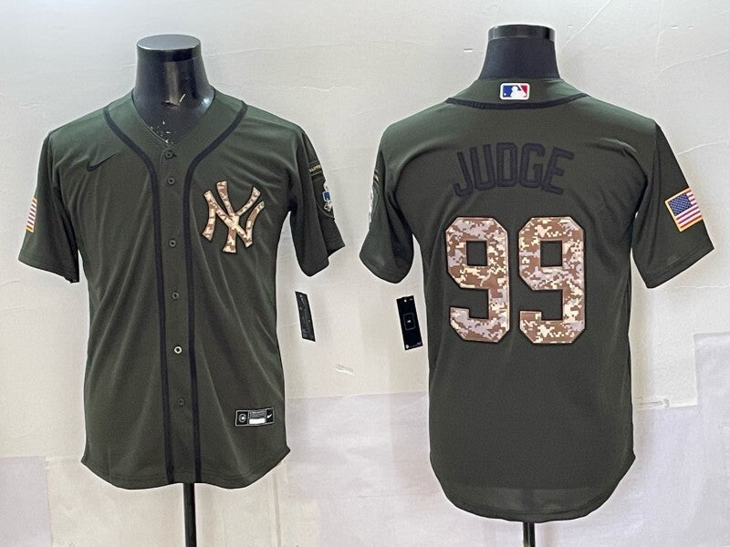 New York Yankees #99 Aaron Judge Yankees Green Adult Baseball Jersey baseball jersey product view 1