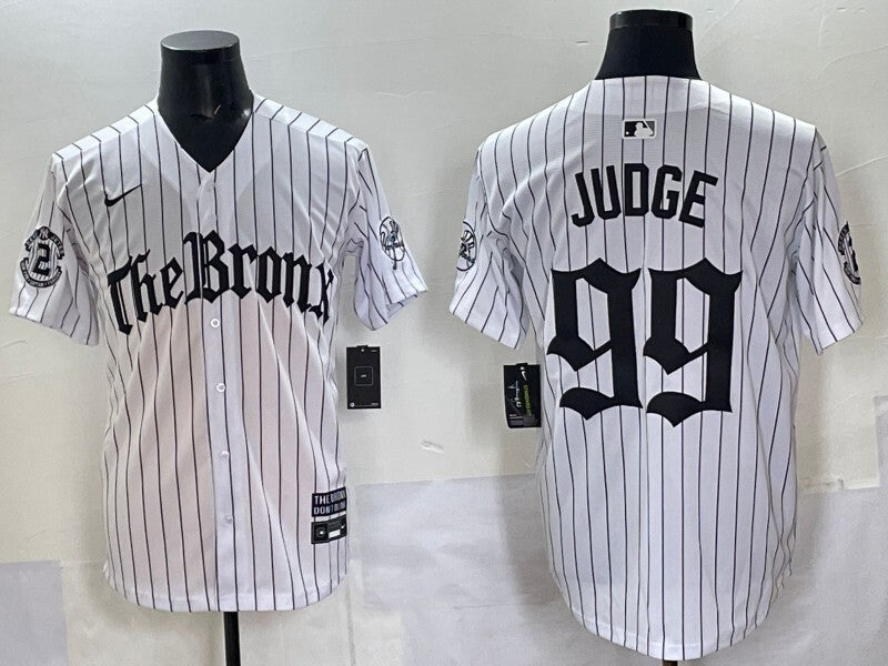New York Yankees #99 Aaron Judge Yankees White 5 Collaboration Style 2 Baseball Jersey baseball jersey product view 1