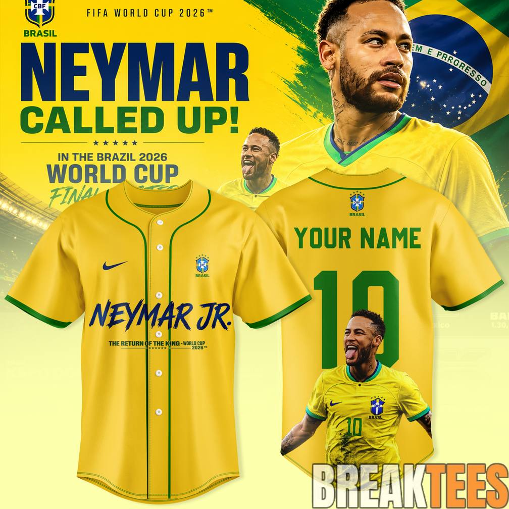 Neymar Is Back Brazil National Team World Cup 2026 Custom Baseball Jersey Unisex T-shirt, Sweatshirt, Hoodie, Long Sleeve Tee - T-Shirt, Sweatshirt, Hoodie