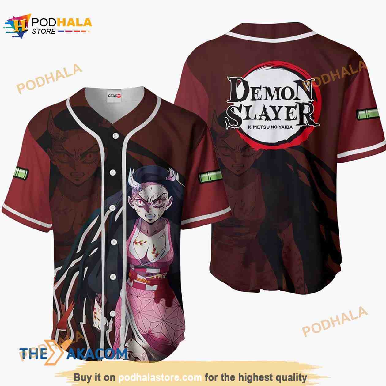 Nezuko Demon Kimetsu Anime 3D Baseball Jersey Shirt baseball jersey product view 1
