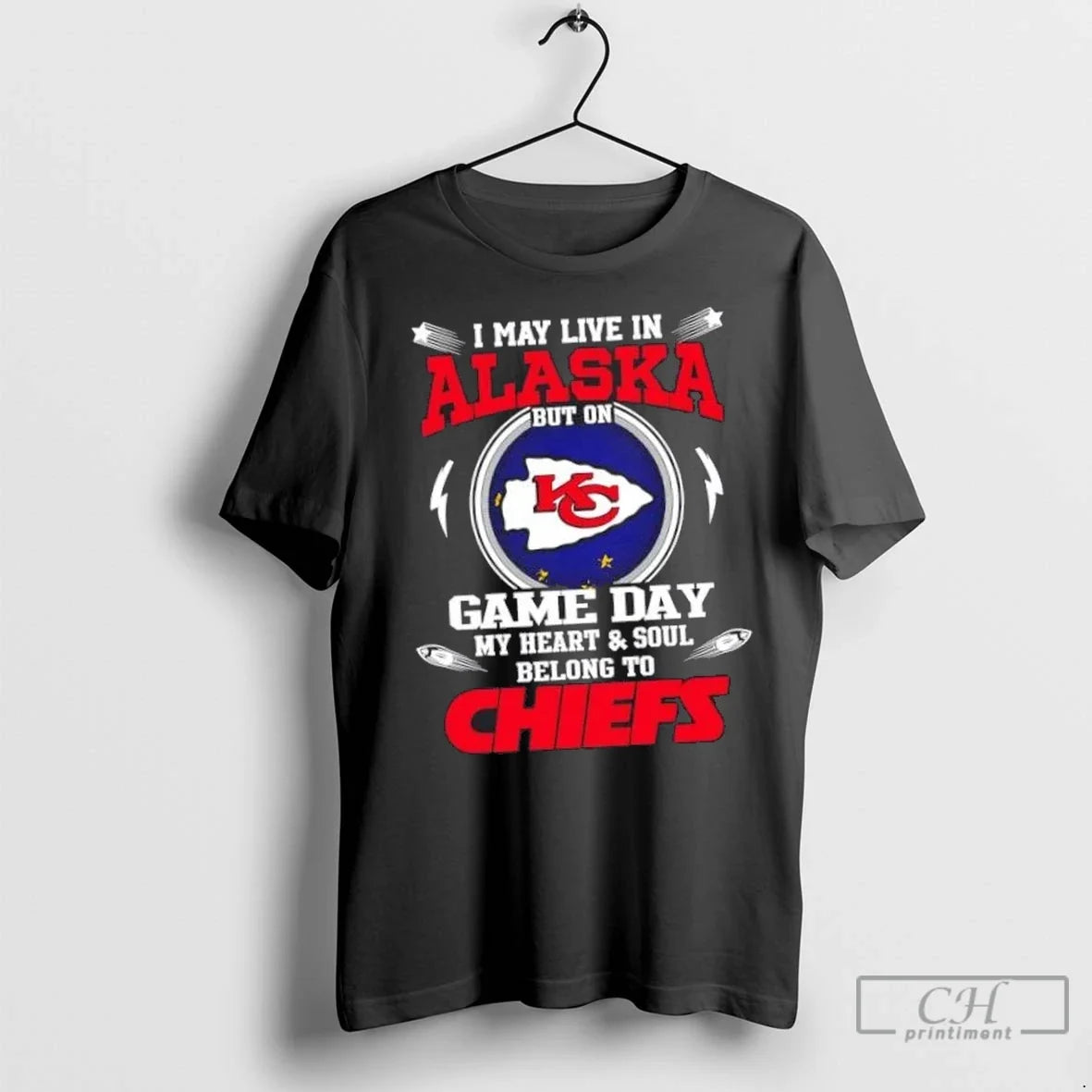 Nice I May Live In Alaska But On Game Day My Heart And Soul Belongs Unisex T-shirt, Sweatshirt, Hoodie, Long Sleeve Tee - T-Shirt, Sweatshirt, Hoodie