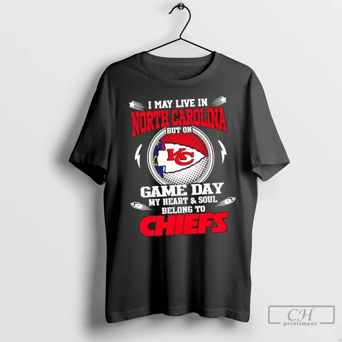 Nice I May Live In North Carolina But On Game Day My Heart And Soul Unisex T-shirt, Sweatshirt, Hoodie, Long Sleeve Tee - T-Shirt, Sweatshirt, Hoodie