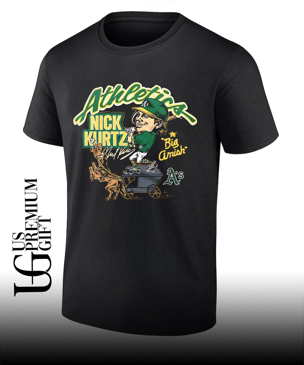 Nick Kurtz Athletics baseball The Big Amish caricature signature shirt Unisex T-shirt, Sweatshirt, Hoodie, Long Sleeve Tee - T-Shirt, Sweatshirt, Hoodie