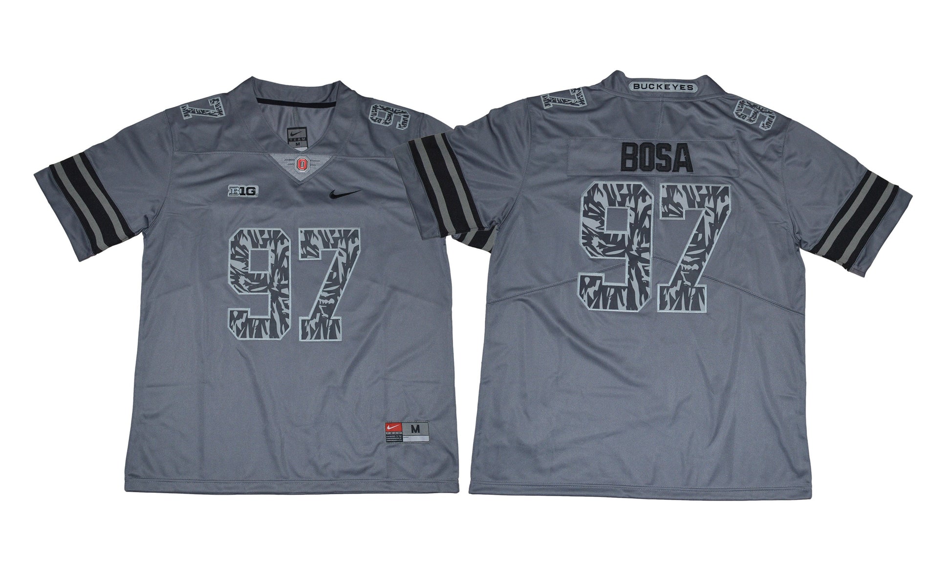 Nick Bosa #97 17 Carbon Gray College Football Jersey football jersey product view 1