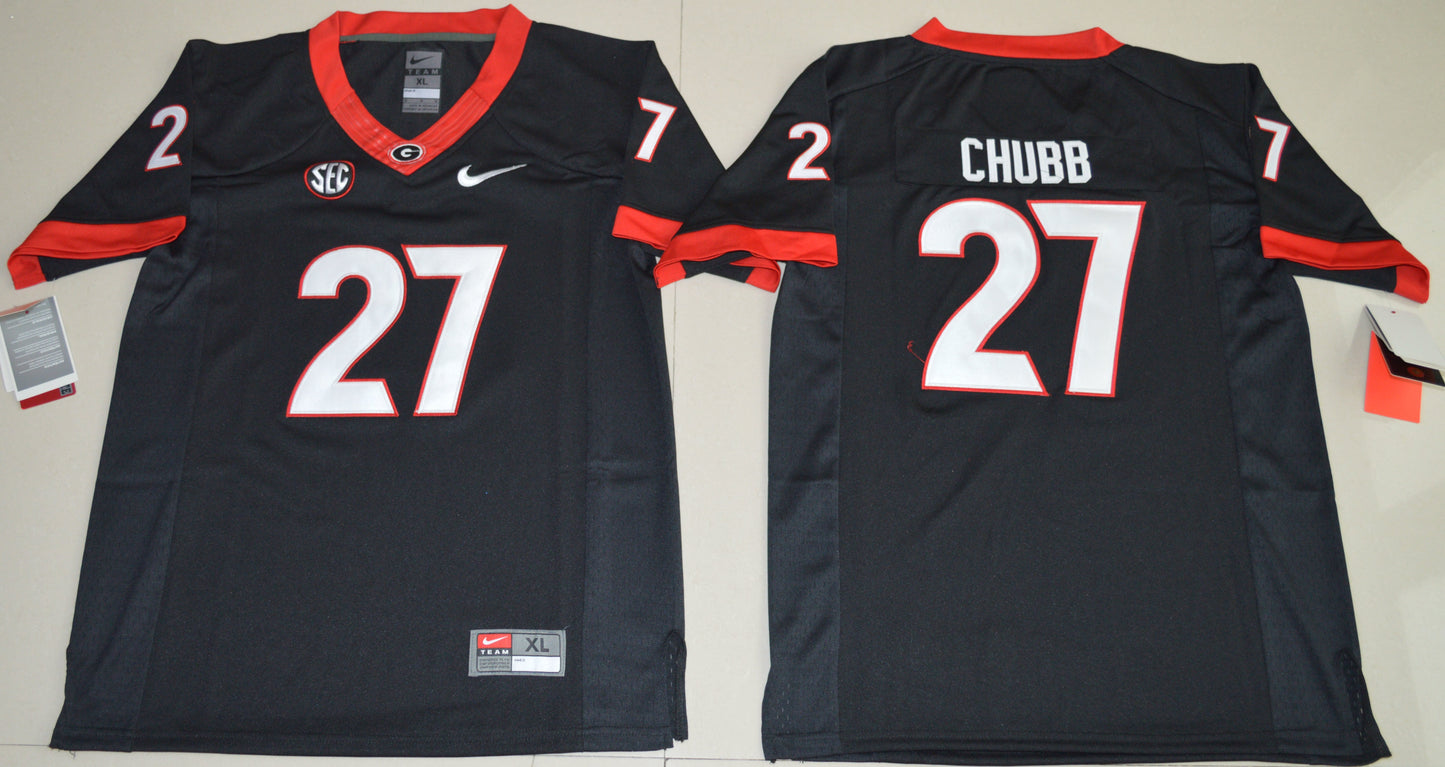 Nick Chubb 27 Youth Black College Football Jersey football jersey product view 1