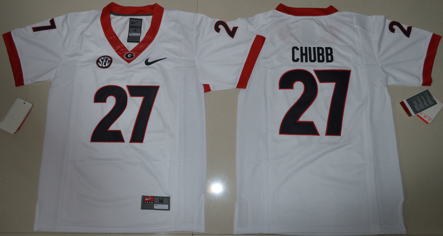 Nick Chubb 27 Youth White College Football Jersey football jersey product view 1