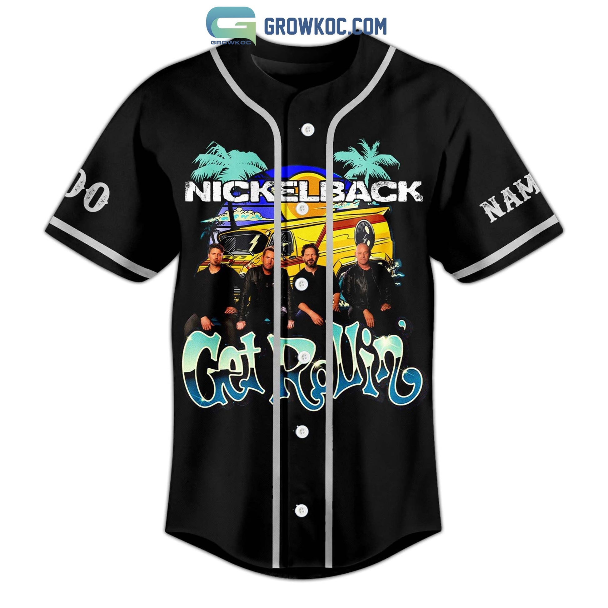 Nickelback Get Rollin Personalized Baseball Jersey baseball jersey product view 2