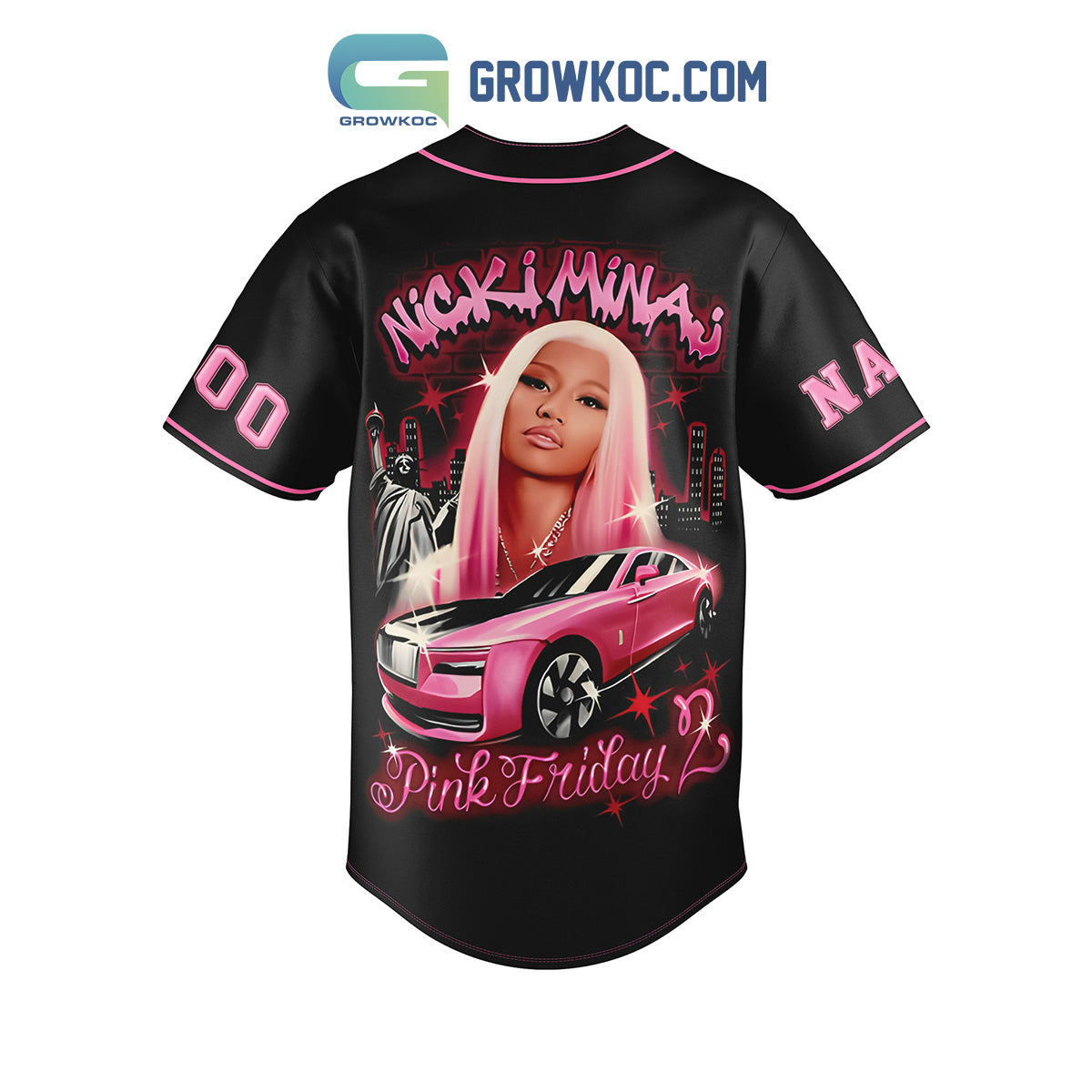 Nicki Minaj Pink Friday 2 Tour In Gaga City Personalized Baseball Jersey baseball jersey product view 2