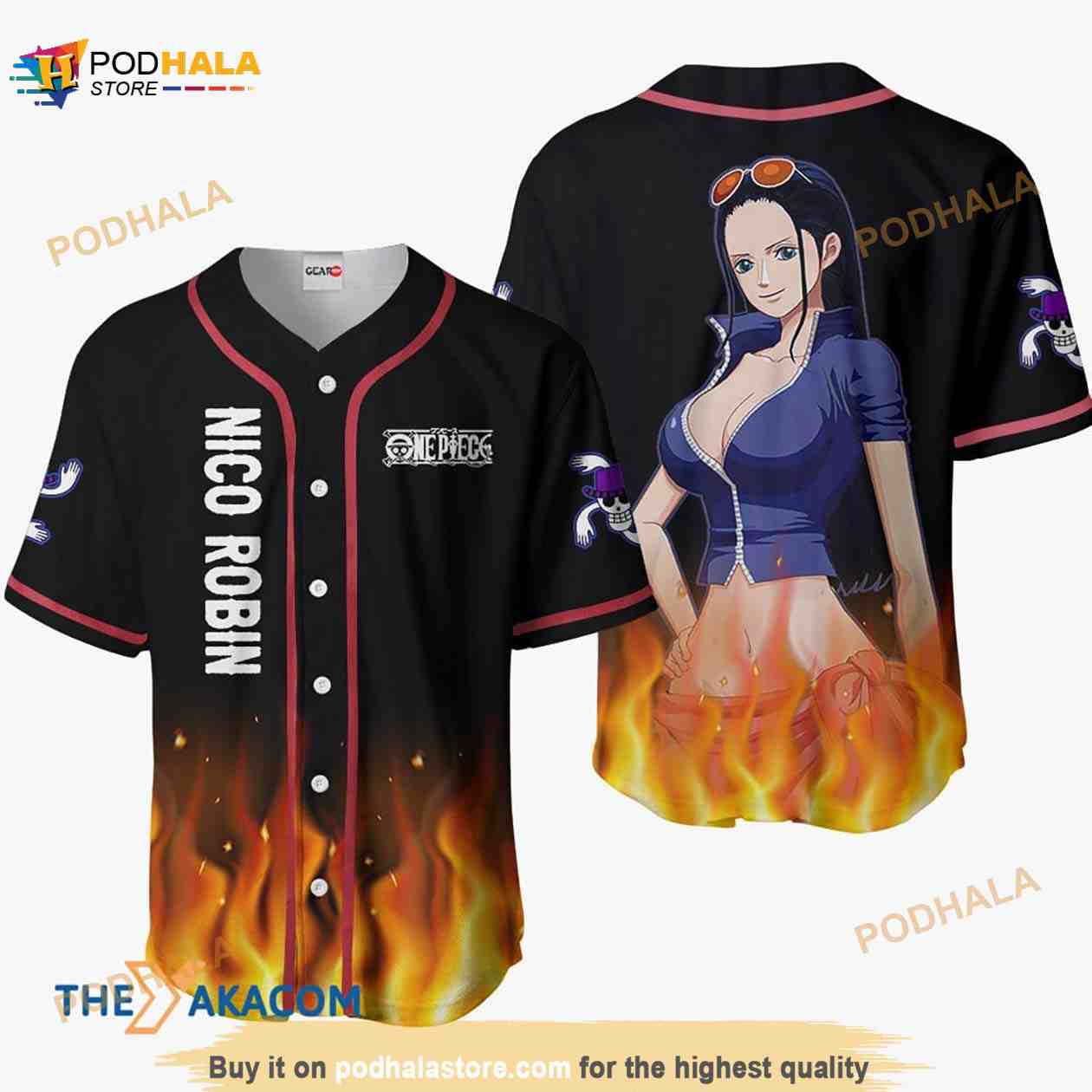 Nico Robin Anime 3D Baseball Jersey Shirt baseball jersey product view 1