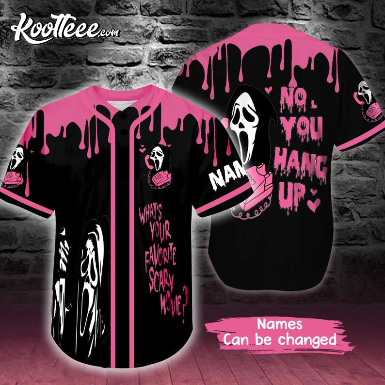 No You Hang Up Ghost Face Halloween Custom Baseball Jersey baseball jersey product view 1