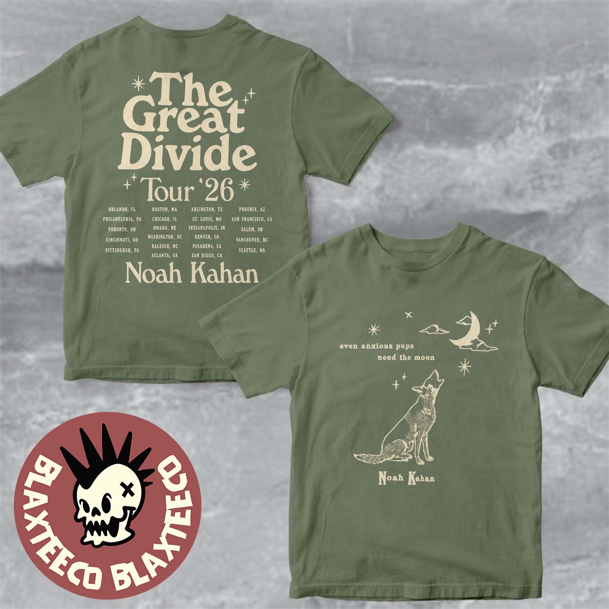 Noah Kahan The Great Divide Tour 2026 North America Orbiter Howling Pup T-Shirt Unisex T-shirt, Sweatshirt, Hoodie, Long Sleeve Tee - T-Shirt, Sweatshirt, Hoodie